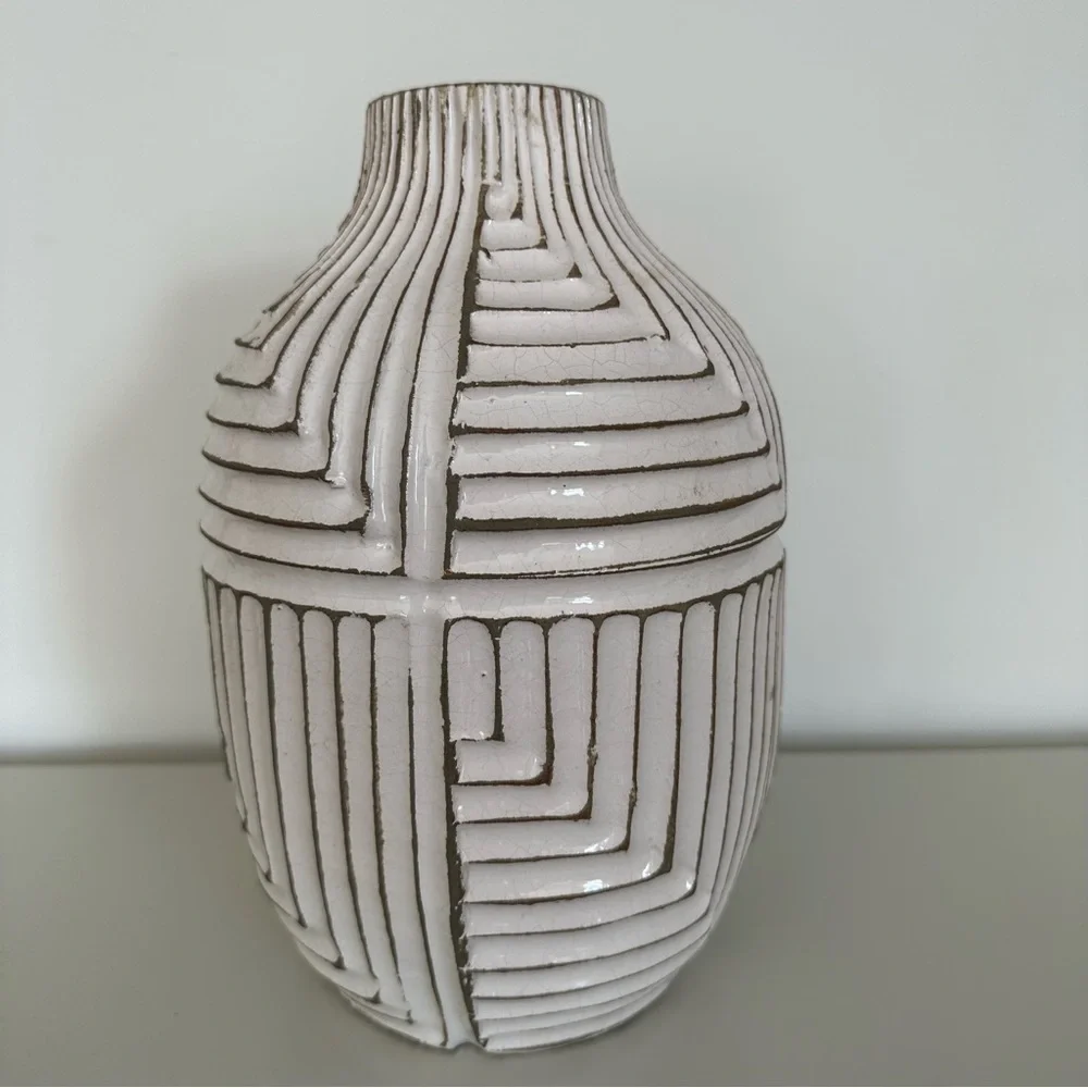 West Elm Ribbed Ceramic Stoneware Vase
